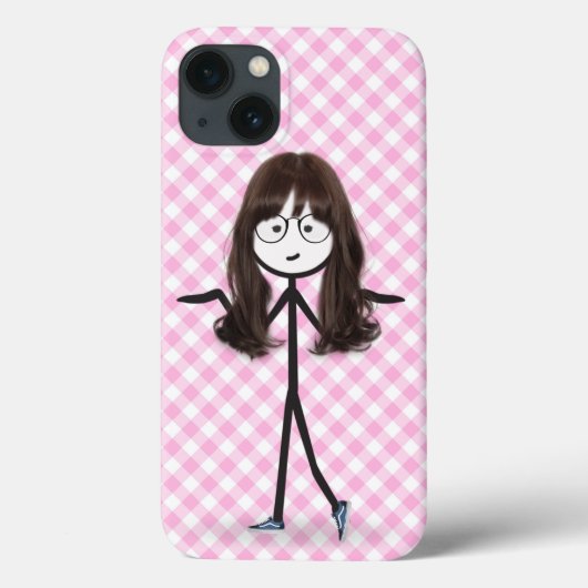 Stokfiguur meisje met donker haar Case-Mate iPhone case (Achterkant)