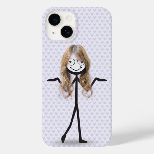 Stokfiguur meisje met haar en bril Case-Mate iPhone case (Achterkant)