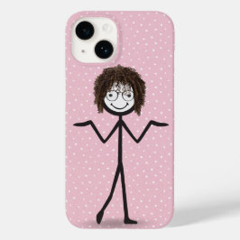 Stokfiguur meisje met haar en bril Case-Mate iPhone 14 hoesje