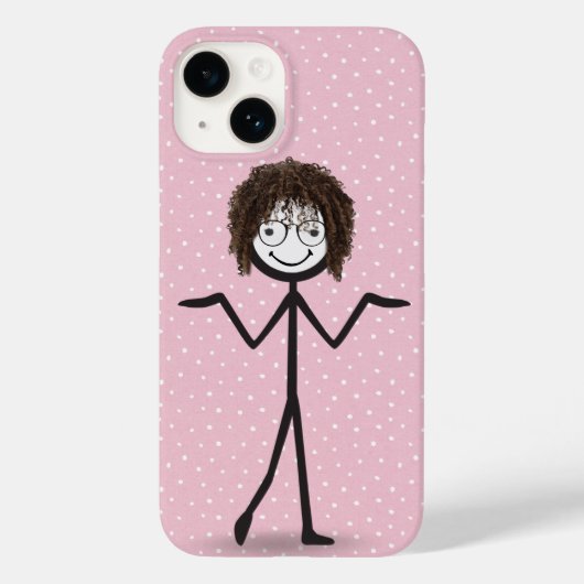 Stokfiguur meisje met haar en bril Case-Mate iPhone case (Achterkant)