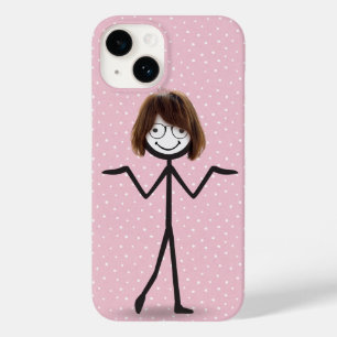 Stokfiguur meisje met haar en bril Case-Mate iPhone 14 hoesje