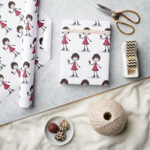 Stokfiguur Meisje met Rode Wijn  Cadeaupapier