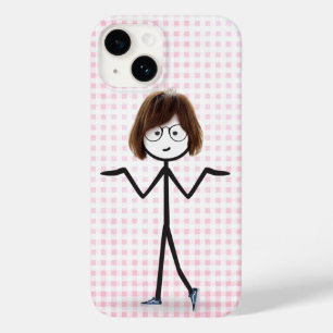 Stokfiguur Meisje Met Sportschoenen Op Geruit Case-Mate iPhone 14 Hoesje