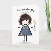 Stokfiguur meisje Moederdag voor stiefmoeder Kaart (Voorkant)