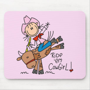 Stokfiguur Meisje Ride Em Cowgirl T-shirts en Cade Muismat