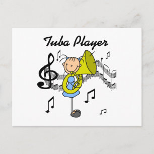 Stokfiguur Meisje Tuba Speelster T-shirts en Cadea Briefkaart