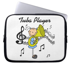 Stokfiguur Meisje Tuba Speelster T-shirts en Cadea Laptop Sleeve