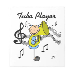 Stokfiguur Meisje Tuba Speelster T-shirts en Cadea Notitieblok