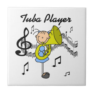 Stokfiguur Meisje Tuba Speelster T-shirts en Cadea Tegeltje