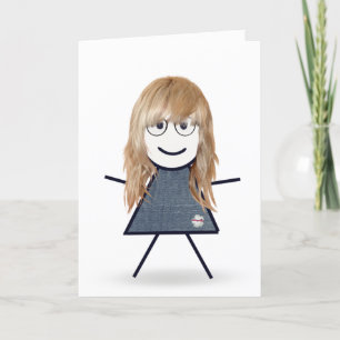 Stokfiguur meisje verjaardag voor zus kaart