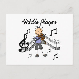 Stokfiguur Meisje Vioolspeler T-shirts en Cadeaus Briefkaart