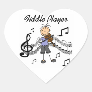 Stokfiguur Meisje Vioolspeler T-shirts en Cadeaus Hart Sticker