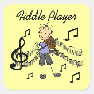Stokfiguur Meisje Vioolspeler T-shirts en Cadeaus Vierkante Sticker
