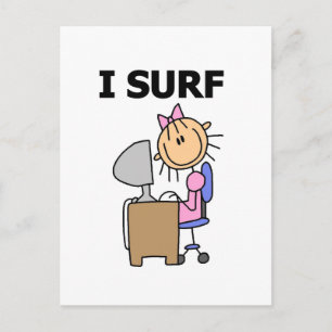 Stokfiguur Meisje Web Surfen T-shirts en Cadeaus Briefkaart