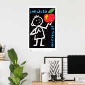 Stokfiguur met Apple Matchbox-kunstprint Poster (Thuiskantoor)