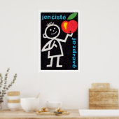 Stokfiguur met Apple Matchbox-kunstprint Poster (Keuken)