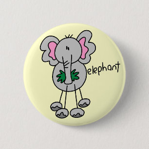 Stokfiguur Olifant T-shirts en Cadeaus Ronde Button 5,7 Cm