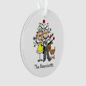 Stokfiguur Ouder paar, hond acryl Ornament (voorkant)