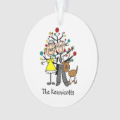 Stokfiguur Ouder paar, hond acryl Ornament (voorkant)