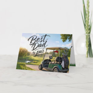 Stokfiguur Papa Golfer in een Golfkar Kaart