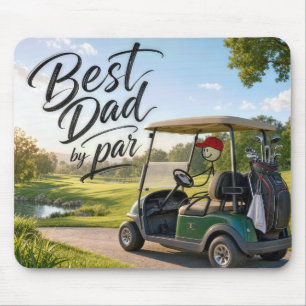 Stokfiguur Papa Golfer in een Golfkar Muismat