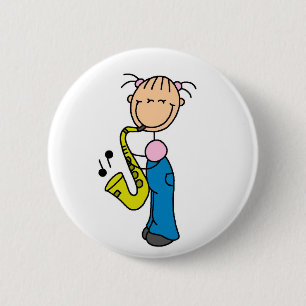 Stokfiguur Saxofoon Knop Ronde Button 5,7 Cm