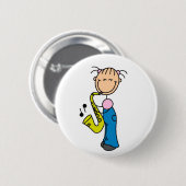 Stokfiguur Saxofoon Knop Ronde Button 5,7 Cm (Voorkant /achterkant)