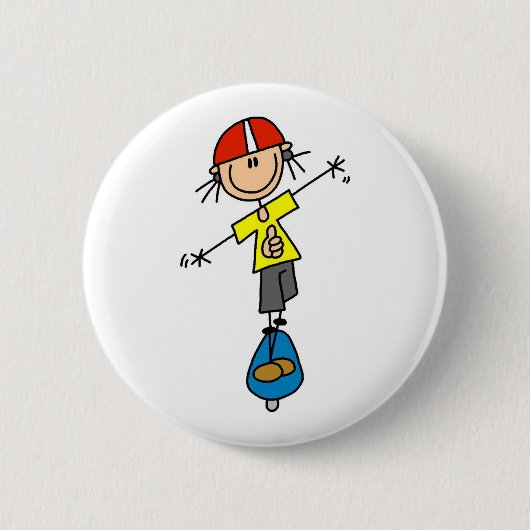 Stokfiguur Skateboarder Ronde Button 5,7 Cm (Voorkant)