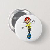 Stokfiguur Skateboarder Ronde Button 5,7 Cm (Voorkant /achterkant)