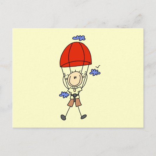 Stokfiguur Skydiven Briefkaart (Voorkant)