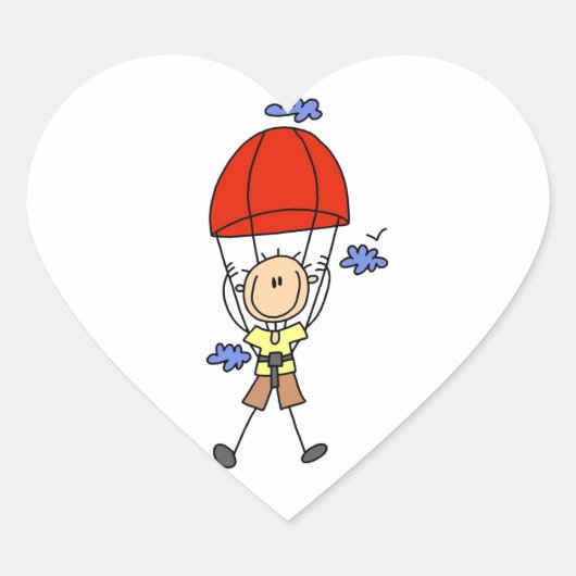 Stokfiguur Skydiven Hart Sticker (Voorkant)