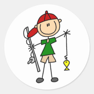 Stokfiguur Vissers T-shirts en Cadeaus Ronde Sticker