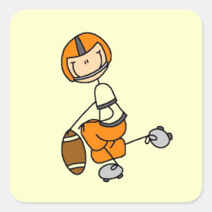 Stokfiguur Voetbal Oranje Vierkante Sticker