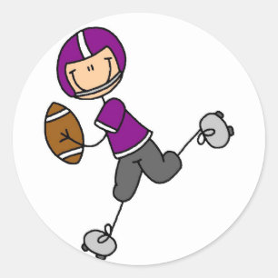 Stokfiguur Voetbal Paars Ronde Sticker