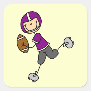 Stokfiguur Voetbal Paars Vierkante Sticker