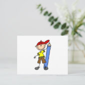 Stokjongen Met Potlood Briefkaart (Staand voorkant)