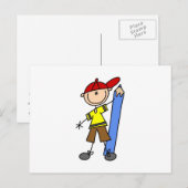 Stokjongen Met Potlood Briefkaart (Voorkant / Achterkant)