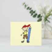 Stokjongen Met Potlood Briefkaart (Staand voorkant)