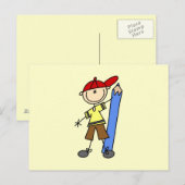 Stokjongen Met Potlood Briefkaart (Voorkant / Achterkant)