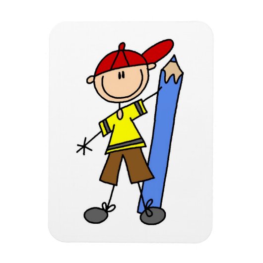 Stokjongen Met Potlood Magneet (Verticaal)