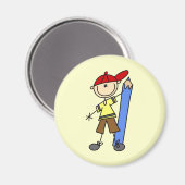 Stokjongen Met Potlood Magneet (Voorkant / Achterkant)