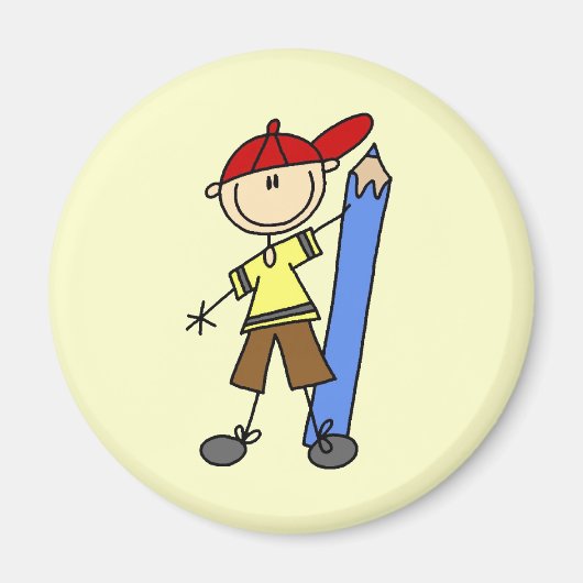 Stokjongen Met Potlood Magneet (Voorkant)