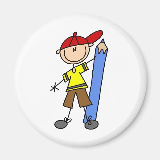 Stokjongen met potlood magneet (Voorkant)