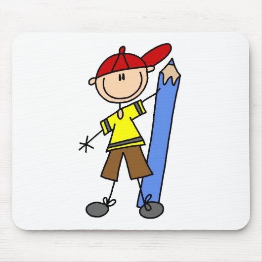 Stokjongen Met Potlood Muismat (Voorkant)