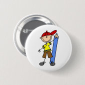 Stokjongen met potlood ronde button 5,7 cm (Voorkant /achterkant)