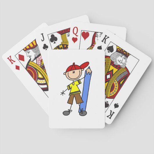 Stokjongen Met Potlood Speelkaarten (Achterkant)