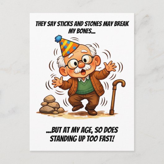 Stokken, Stenen & Te Snel Opstaan Briefkaart (Voorkant)