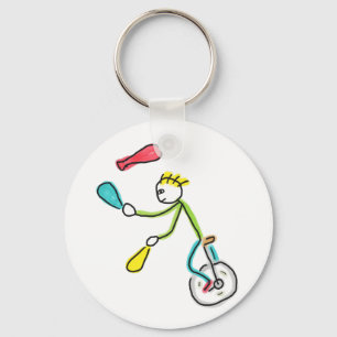 Stokmannetje Jongleerder op een Eenwieler Sleutelhanger