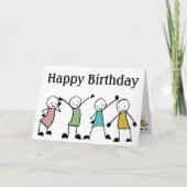 Stokmannetje Verjaardagsfeestje Kaart (Voorkant)