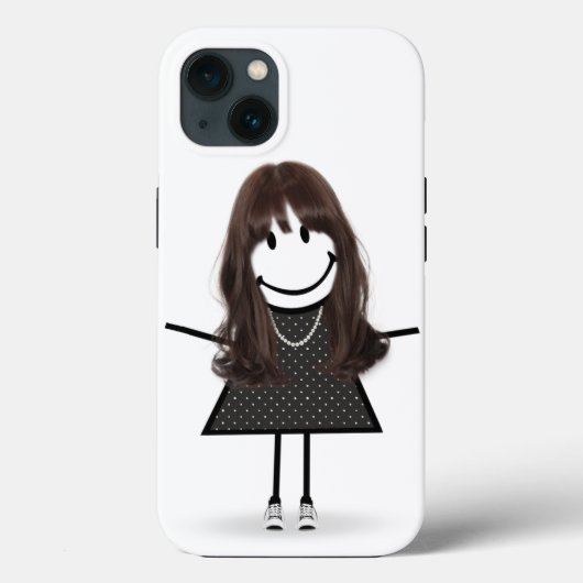 Stokpoppetje in sneakers met haar Case-Mate iPhone case (Achterkant)